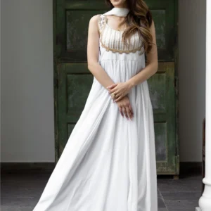 White Georgette Anarkali suit