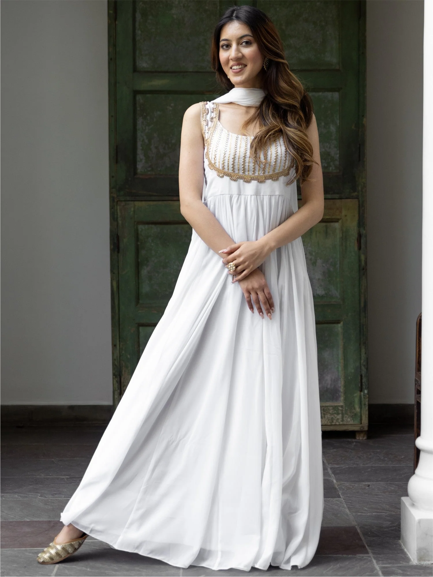 White Georgette Anarkali suit