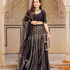 black chanderi lehenga set