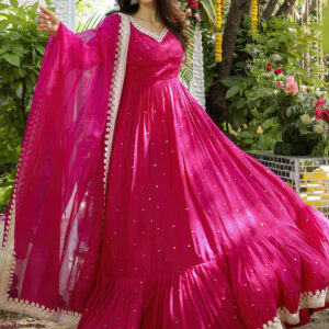 yellow paisley gota anarkali suit