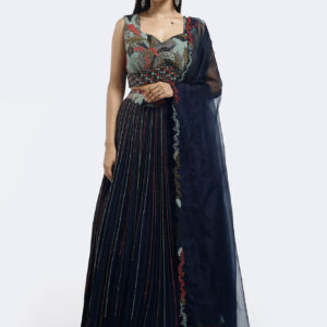 black gorgette lehenga set