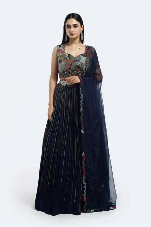 black gorgette lehenga set
