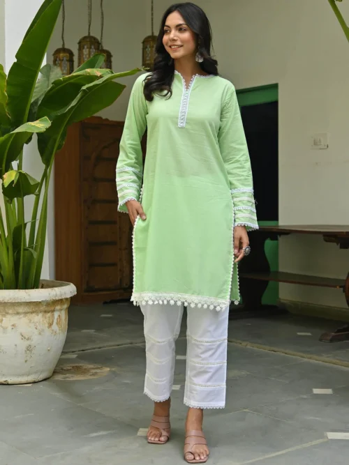 green cotton kurti