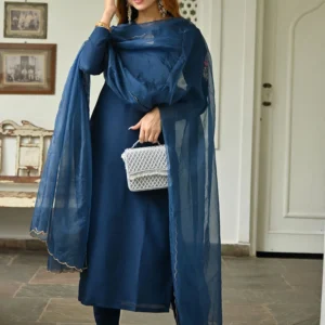 navy blue handwork kurta set