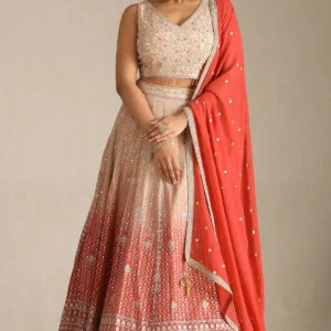 peach lehenga suit